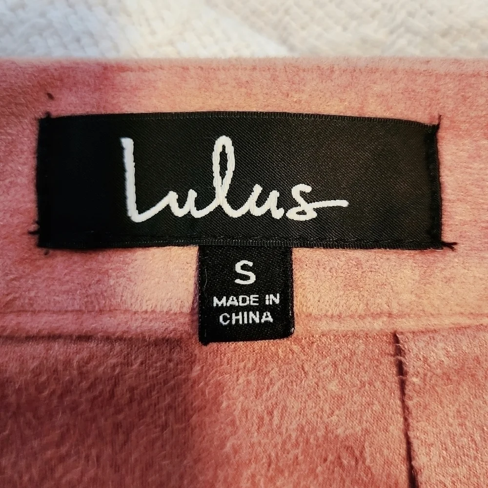 Lulus Pink Suede Mini Skirt Women's Small S Zip Closure Simple Minimalist EUC